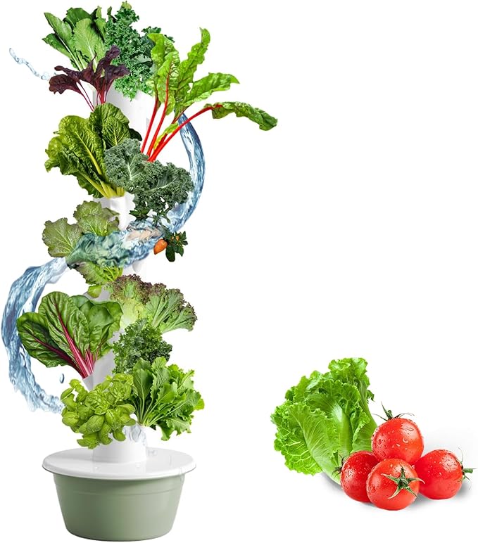 Hydroponics Growing System Tower with Hydrating Pump Outdoor Indoor Vertical Tower Smart Garden Kit for Fruits and Vegetables7Tier