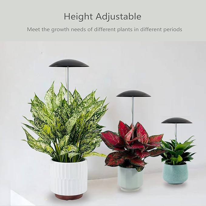 LED Grow Lights for Indoor Plants Smart USB Small Full Spectrum Plant Lights with Remote Height Adjustable Auto On/Off Timer Ideal for Home Decoration Black