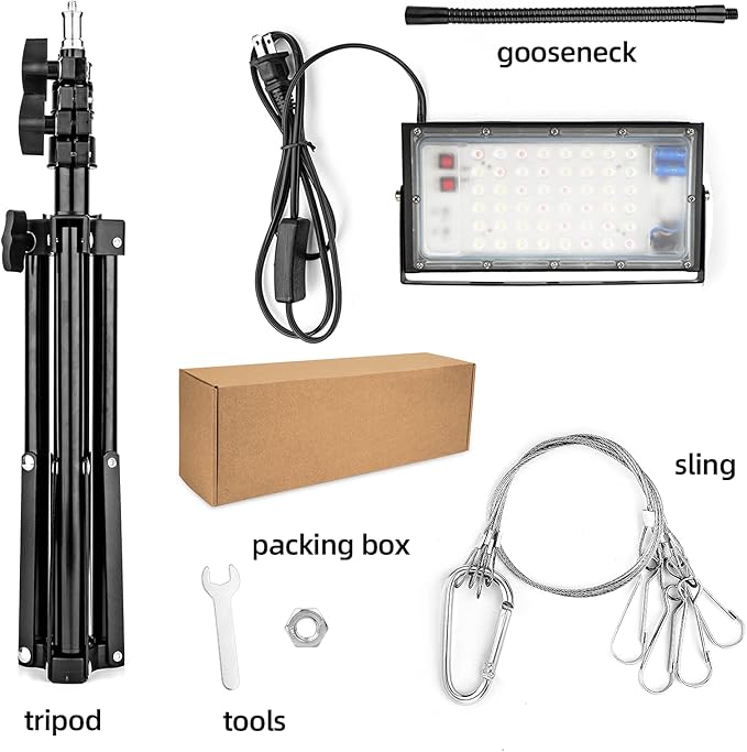 LBW LED Grow Light with Stand Full Spectrum 150W for Indoor Plants Adjustable Tripod Stand 15-47 Inches