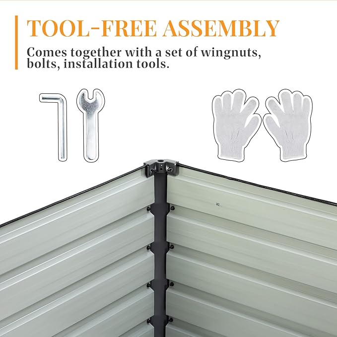 NEWBULIG 6x3x2ft Galvanized Raised Garden Bed Outdoor Metal Planters Box Large Garden Beds for Planting Vegetables Flowers &amp Herbs Easy Assembly Gray