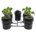 DWC Hydroponic System 5 Gallon 5 Buckets - Recirculating Deep Water Culture Kit w/12W Air Pump 4×4L/min Air Stone 6m Hose &amp Water Level Device for Indoor/Outdoor Leafy Vegetables Black