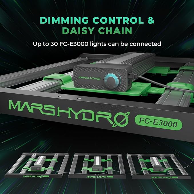 2025 New Version MARS HYDRO FC-E3000 300Watt LED Grow Light 3X3ft Full Spectrum Grow Light Bar Smart Dimmable &amp Integrated Grow Lampe for Veg Bloom Flower Achieve 2.8 umol/J