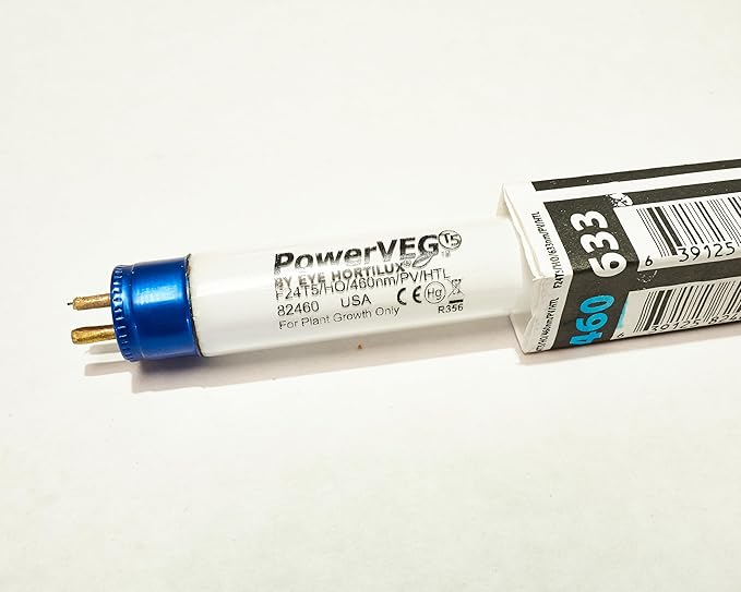 Eye Lighting International PowerVEG 460 2 ft 24W HO T5 Fluorescent Grow Lights - Blue Spectrum for Root Development and Compact Plant Growth F24T5/HO/460 nm/PV/HTL (Pack of 24)