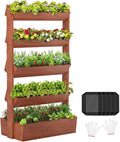 Wooden Vertical Raised Garden Bed 5 Tier Garden Planters Raised Beds Freestanding Plant Stand Flower Rack Wooden Planter Box for Plants Herbs Flowers Vegetables Outdoor Indoor Gardening