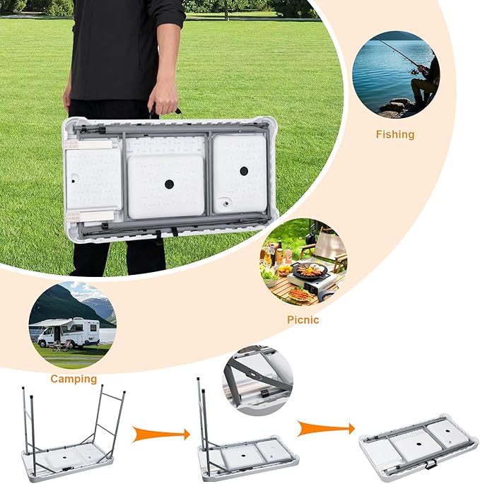 Fish Cleaning Table with 2 Sinks &amp Grid Rack - 42.5” Outdoor Fish Fillet Cleaning Station for Camping Patio Kitchen RV &amp Beach