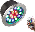 LED Underwater Fountain Light - RGB Landscape Lights with RF Remote Control Recessed Spotlight IP68 Waterproof Stainless Steel Garden Spotlight For Garden Pond Swimming Pool Terrace(Ac12v18W)