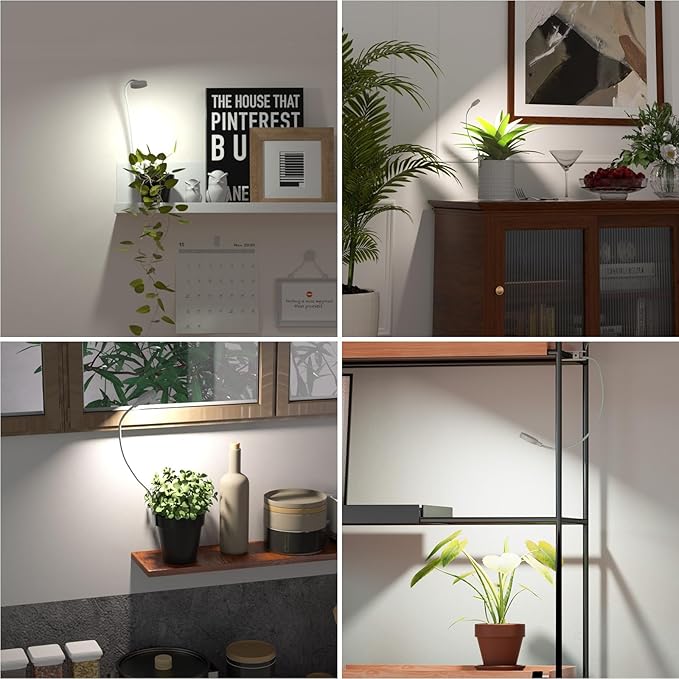 Plant Lights for Indoor Growing: Small Full Spectrum Grow Light LED Clip on Grow Lights for Indoor Plants with 360°Gooseneck 4000K Plant Lamp Auto On Off 3/6/12H Timer 10 Level Dimmable 3 Pack