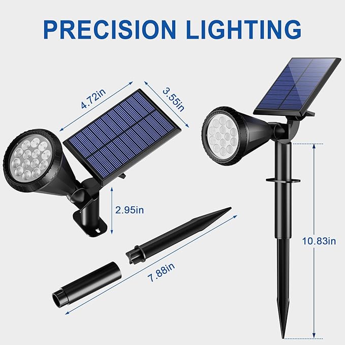 WELALO Solar Spot Lights Outdoor Waterproof IP65 10 Pack 4 Lighting Modes Solar Powered Landscape Spotlights with Auto On/Off Solar Garden Christmas Yard Pathway Wall Lights for Outside Warm White