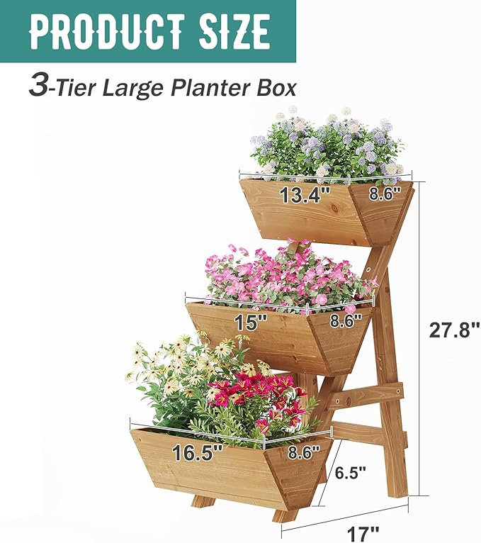 Small Raised Garden Bed 3 Tier Vertical Garden Planter for Indoor &amp Outdoor Raised Planter Box with Legs