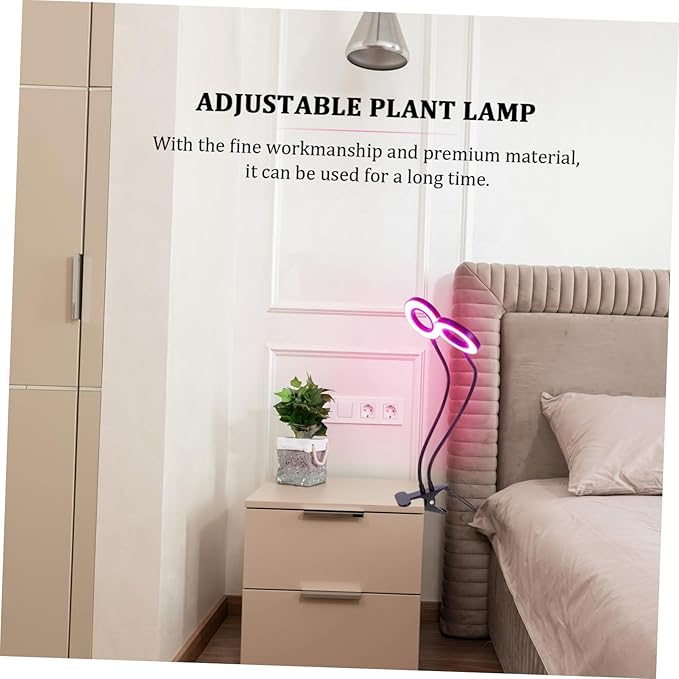 LED Plant Light with Dual Heads for Indoor Growth Greenhouse Use Promotes Healthy Plants Higher Yields Powered Clip Design for Home Balcony