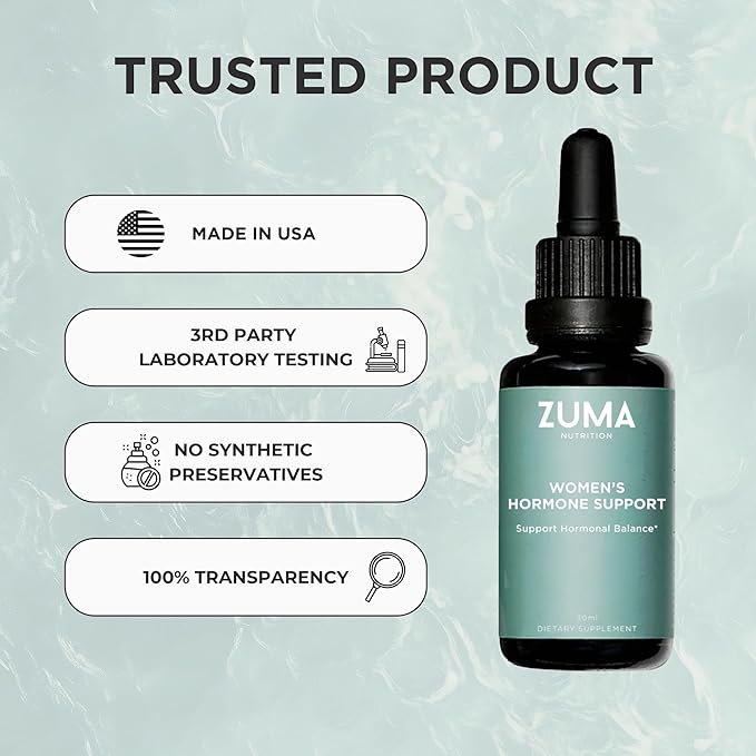 Zuma Nutrition Women's Tonic Vegan Herbal Liquid with Plant Based Nutrients for Everyday Women Wellness Water Soluble Herbal Tincture with Wild Harvested Herbs Non GMO 30 ML Bottle