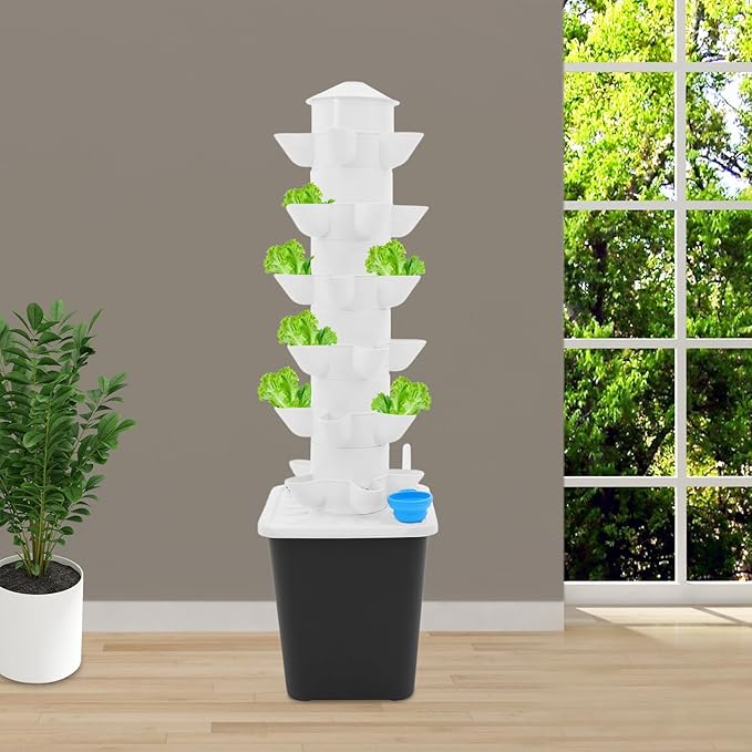 30 Pots Hydroponic Tower Growing System 6 Layers Vertical Hydroponics Tower Garden Growing System Space Saving Indoor Plants Smart Garden for Gardening Lover
