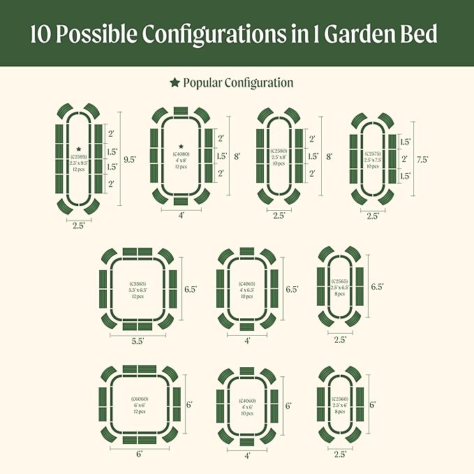 Vego garden Raised Garden Bed Kit 17 Tall 10 in 1 Jumbo Modular Raised Garden Beds Metal Planter Box for Vegetables Flowers Herbs Modern Gray