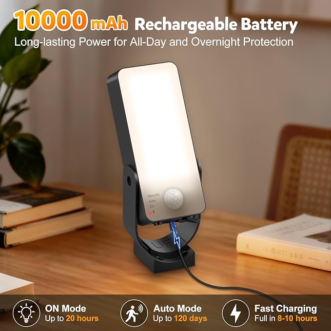 Motion Sensor Outdoor Light 10000mAh Rechargeable Battery Operated Outdoor Light with Remote 3 Modes &amp Dimmable 3000-6000K IP65 Waterproof Outdoor Security Light for GarageFencesPatioGarden