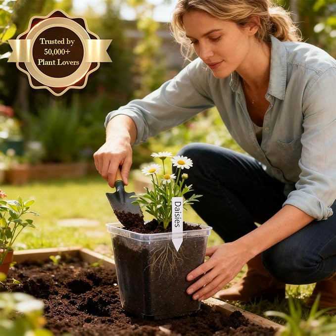 5.5 Inch Clear Square Nursery Pots with Drainage &amp Labels 30Pcs Reusable Seed Starter Pots for Vegetables Indoor Outdoor Gardening Thick Transparent Plastic Plant Pots for Seed Starting