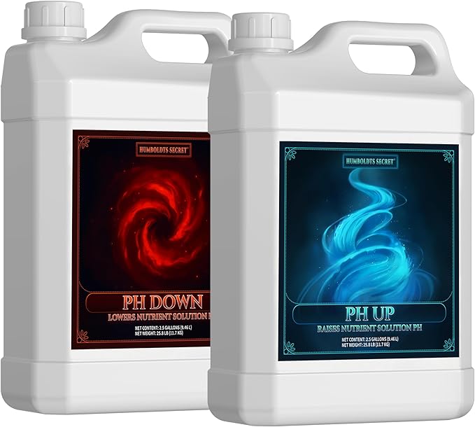 Humboldts Secret pH Up and pH Down Control Kit | Liquid Nutrient Solution Balancer for Plants | for Soil Hydroponic Coco and DWC Systems | Supports Nutrient Absorption and Growth | 2.5 Gallon