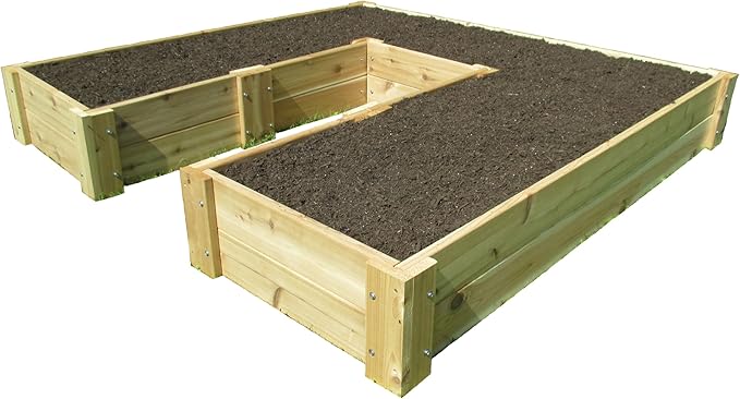 U-Shaped Cedar Raised Garden Bed 6 ft x 6 ft - Made in USA Long-Lasting 1 Thick North American Cedar That is Smooth on All 4 Sides