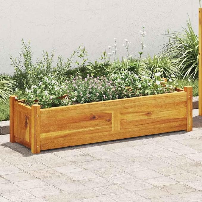 Garden Raised Bed Gardening Box Horse Trough planters Garden beds Outdoor Standing Planter Suitable for Courtyard Nursery Orchard Corridor Acacia Wood 39.4x11.8x9.8