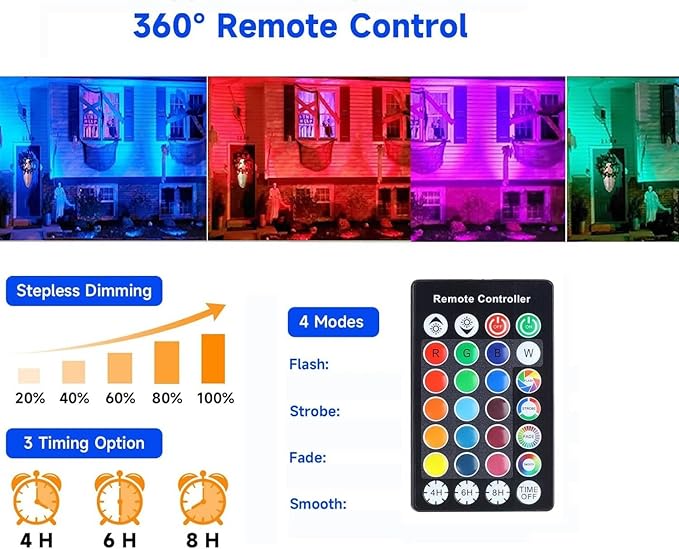 SHOYO Pond Lights Color Changing Spotlights with Timer Submersible Fountain Lights Memory Dim Adjustable IP68 Waterproof Underwater RGB for Outdoor Garden Yard Lawn Water Pond Fountain (Set of 10)