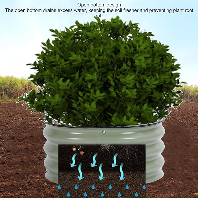 GOWENIC Raised Garden Bed Galvanized Metal Planter Box for Vegetables Flower with Open Bottom Drain Design Round Corners Easy to Install 23.6x23.6x11in 9.6lb for Home