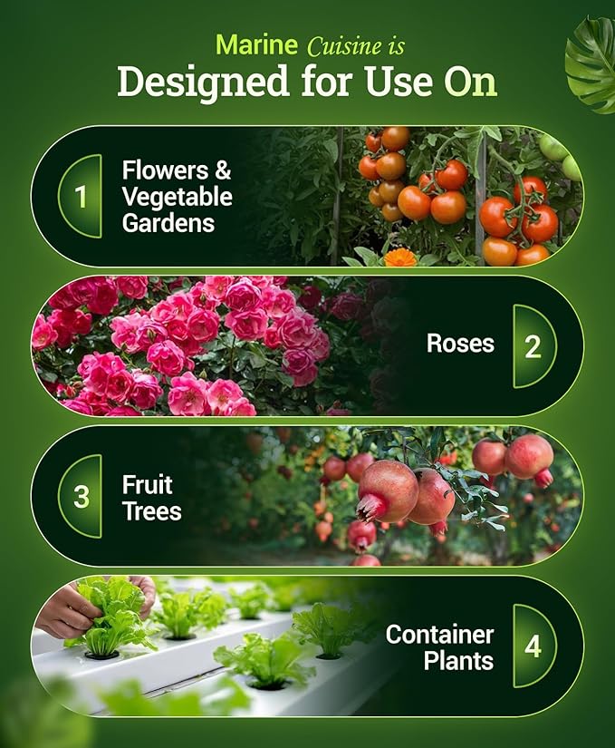FoxFarm Marine Cuisine All Purpose Fertilizer - 10-7-7 Ocean-Based Plant Food with Crab Meal Seabird Guano - Slow Release Fertilizer for Vegetables Flowers Roses &amp Container Plants - 50 lb