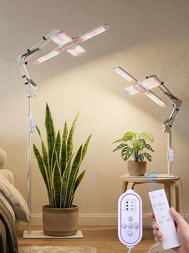 240 LEDs Grow Lights for Indoor Plants with Timer 6/12/16H Full Spectrum Plant Lights for Indoor Growing 10 Dimmable Level 24-72 Height Adjustable Tabletop Grow Light Floor Lamp with Remote Control