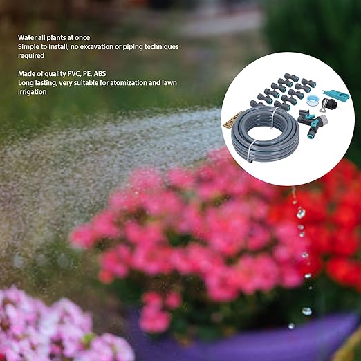 FLEXMAN 32Ft Drip Irrigation System Garden Watering Automatic Drip Irrigation Kit Patio Lawn Equipment Set with Hose Adjustable Dripper for Farming Lawn Yard Greenho