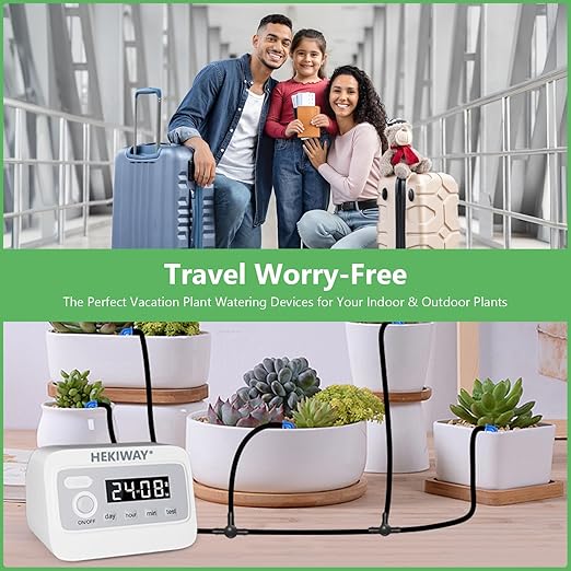 49FT Automatic Plant Watering System–HEKIWAY 390 Adjustable Watering Modes Supports 15-36 Pots | Indoor Garden System &amp Vacation Plant Watering Devices Auto Watering for Plants Outdoor