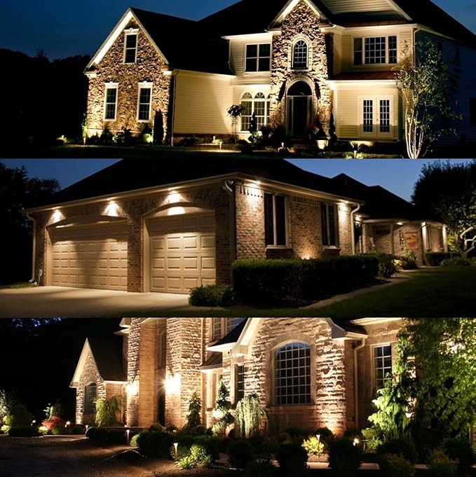 TOVEENEN LED Outdoor Spotlight 12W White Waterproof Landscape Spot Lights for Chrismas Yard House Flag Lighting Daylight White 4000K 120V 12W