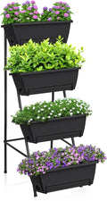 OYEAL Raised Garden Bed 4 Tier Vertical Garden Planters Indoor Outdoor Raised Planter Box with Legs Elevated Herb Garden Planter for Flowers Vegetables Plants Black