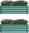 2 Pieces 4×2×1ft Raised Garden Planter Beds Outdoor Metal Planters Metal Flower Pool for Vegetables Herb Flowers Plants (Green)