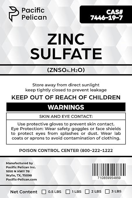 Zinc Sulfate Monohydrate - Enhance Water Quality Boost Tree Growth Preserve Leather Enrich Soil Prevent Rust (3lb)
