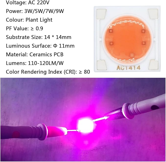 5pcs COB LED Ceramics Chip No Need Driver AC220V 3W 5W 7W 9W Lamp Bead for DIY Plant Grow Light LED Bulb Floodlight Spotlight(5W 5pcs)