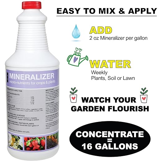 Organic Liquid Mineral Fertilizer for Plants – Fix Nutrient Deficiencies &amp Restore Soil Health – Micronutrients for Strong Growth &amp Yield – Garden Vegetables Indoor (GGO Mineralizer)