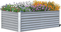 6x3x2ft Galvanized Raised Garden Bed Outdoor Planter GBoxes Large Metal Planter Box for Gardening Vegetables Fruits Flowers Silver