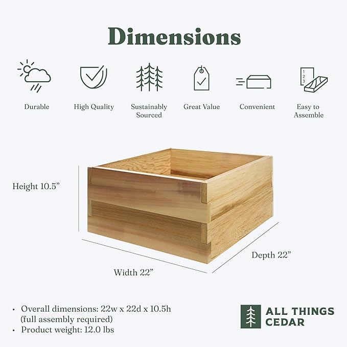 All Things Cedar Raised Garden Box 2' Square 2-Tier Planter Bed Western Red Cedar Build