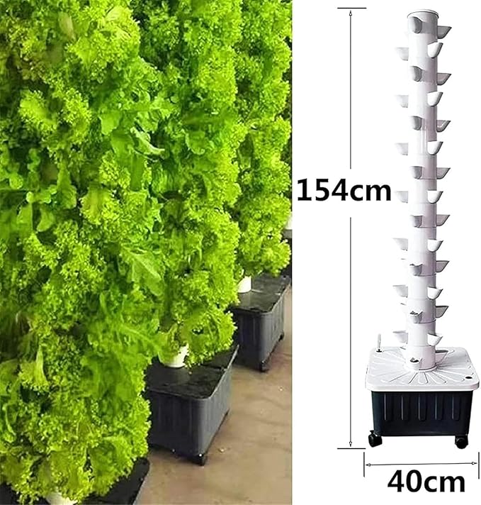 Hydroponic Kits 45 Plant Point Cultivation Systems Vertical Cultivation Tower Pumps Mobile Tank Cultivation Systems for Herbaceous Plants Fruit and Vegetables Beginner Hydroponics System