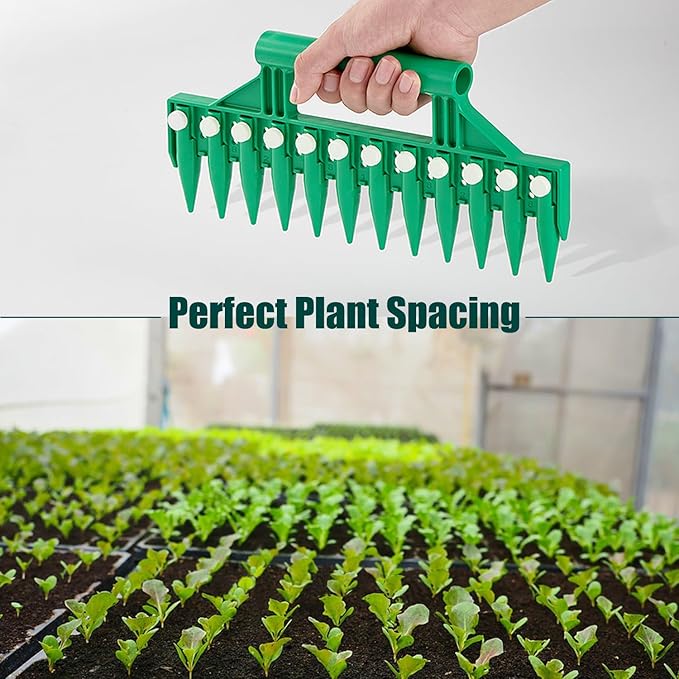 Seed Dibber Multifunctional Seed Spacer Tool Seed-in Soil Digger Garden Spacer aid for Planting Seeds Laying Out ideally Spaced Rows (Green)