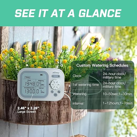 Automatic Plant Waterer Indoor Self Watering System for 15 Potted Plants Auto Drip Irrigation Kit Programmable Water Timer with Smart Humidity Detection