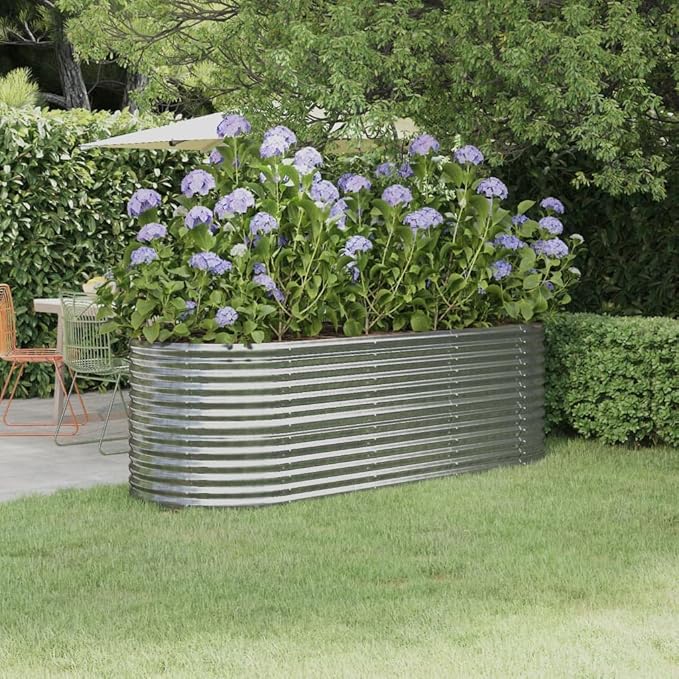 SKM Garden Raised Bed Powder-Coated Steel 88.2x31.5x26.8 Silver (14.38 KG/31.636 LBS)