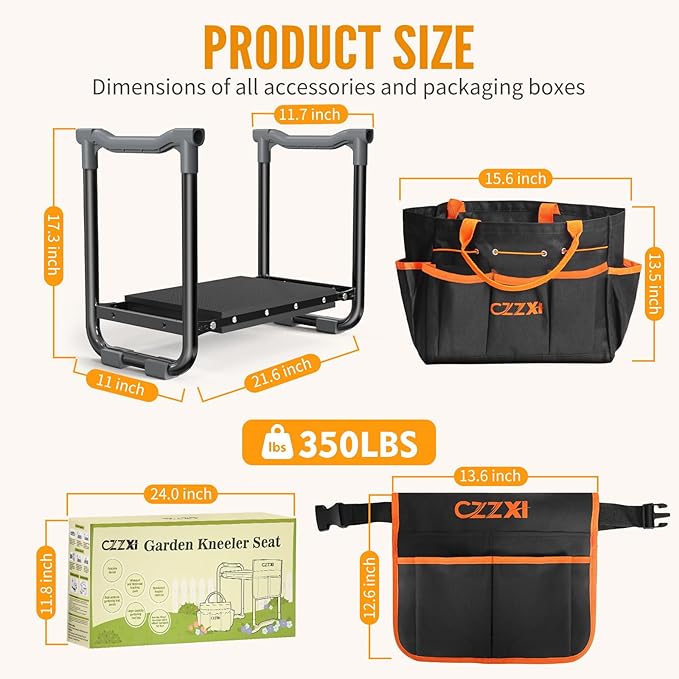 Garden Kneeler and Seat Wider and Thicker Kneeling Pad Heavy Duty Gardening Stool with Gardening Tool Pouch and Bag Garden Bench/Chair Gifts for Women Seniors