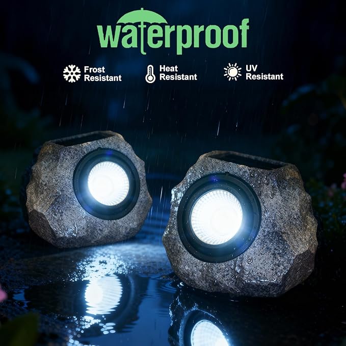 2 Pack Solar Fake Rock Light Outdoor Garden Decorations Spot Lights : Led Landscape Lighting for Pathway Lawn Patio Porch Yard Walkway