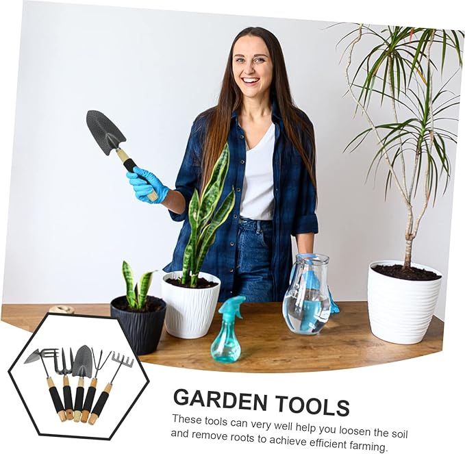 Mikikit 1 Set Garden Tool with Handle Durable Gardening Hand Tools for Efficient Soil Loosening and Weeding Portable Rake and Shovel for Garden Lovers