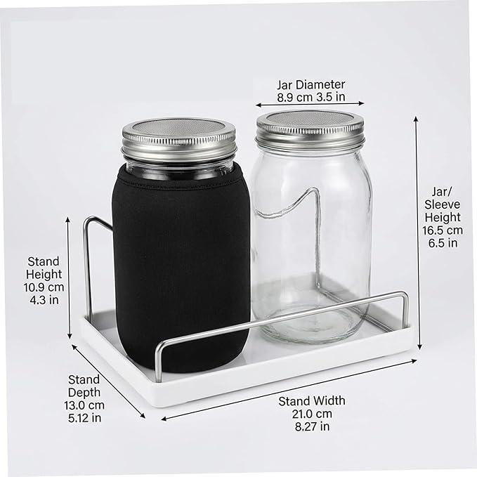 Sprouts Growing Kit Wide Mouth Sprouting Jar Kit with Stainless Steel Mesh Lids Drip Tray and Stand for Broccoli Mung Bean &amp Alfalfa