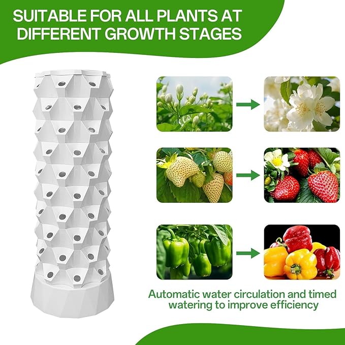 Lettuce Grow Tower | Layered Hydroponics Planter 80 Slots | Hydroponic Growing Kit Hydroponic Fruit Tower with Water Pump for Strawberries
