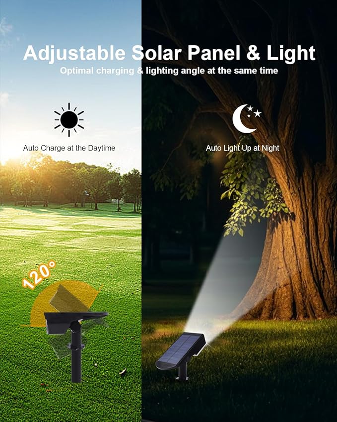 6 Pack Solar Powered Outdoor Spot Lights Outside Waterproof 20 LEDs Landscape Spotlights Dusk to Dawn for House Yard Tree Plants Walls Path Garden Statues Superior Accent Lamp Cool White