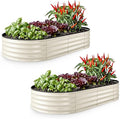 Plant &amp Plot Galvanized Raised Garden Beds Outdoor // 6×3×1 ft (2-Pack) Planter Raised Beds for Gardening Vegetables Flowers // Large Metal Garden Box // Patented Tool-Free Design (White)