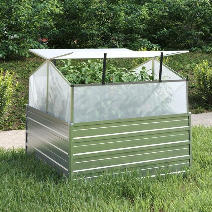 Garden Raised Bed - Silver Galvanized Steel Durable Welded Wire for Fencing Retaining Walls Landscape - Enhanced Patio Garden Baskets &amp Cages Medium Bed