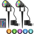 Christmas Spotlight 10W LED Color Changing Outdoor Hallowmas Spot Lights Timer Remote IP65 Waterproof RGB Metal Case Spotlights with Stake Stand for Yard Garden Lawn House 2 Lights