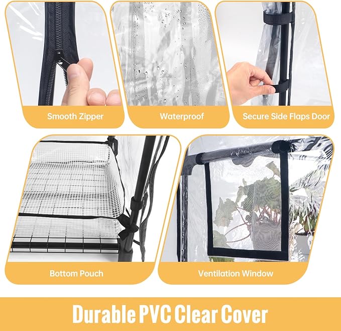 1.4FT Hanging Grow Light f+ 4-Tier Greenhouse 27 L x 19 W x 63 HBlack